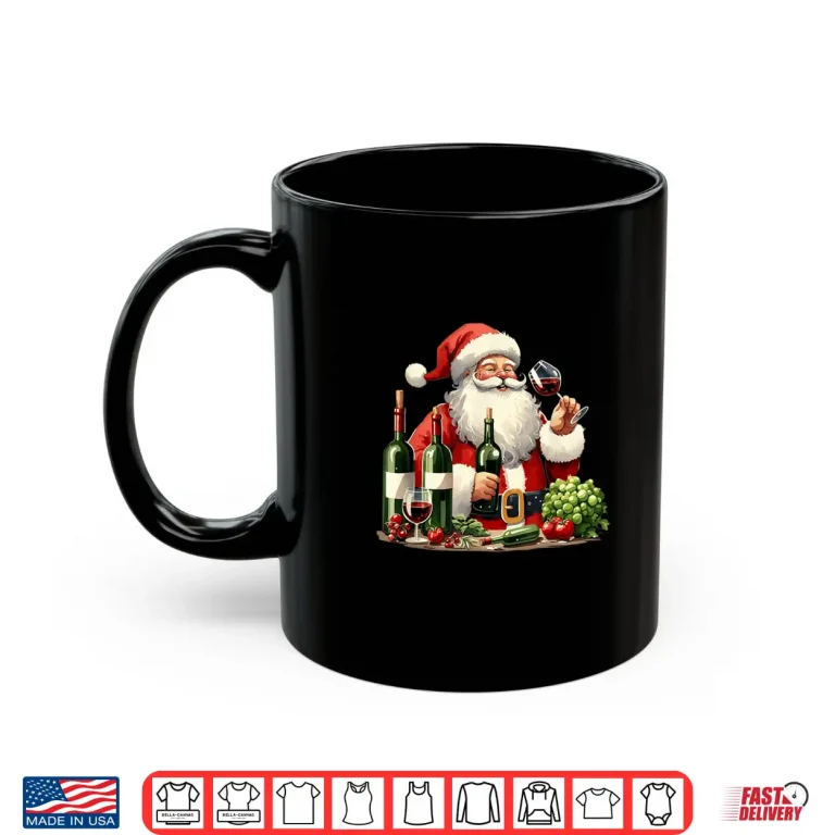 Mug Wine Tasting Santa Funny Hobbies Christmas Pajama Shirt