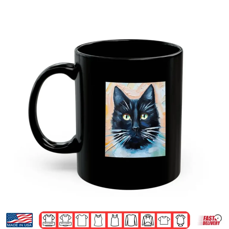 Mug Womens Black Cat Professional Minimalist Modern Graphic Shirt