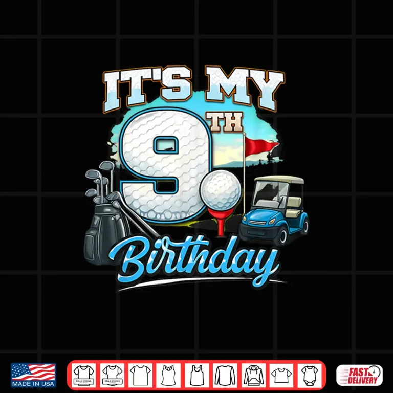Design Its My Ninth Birthday Nine Year Old Kids Golf Shirt