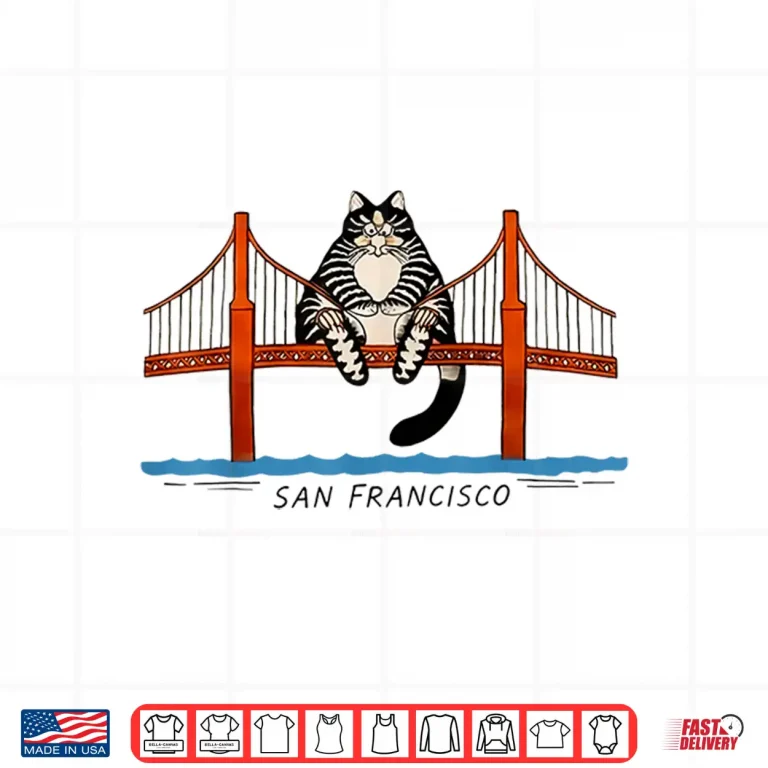 Design San Francisco Cat Golden Gate Bridge Book Lover Shirt