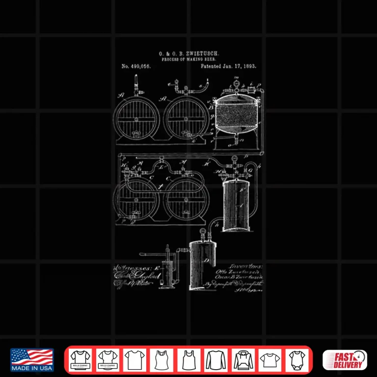Design Classic Vintage Patent Print 1893 Craft Beer Brewing Shirt