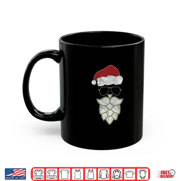Mug Festive Christmas Santa Claus Beer Hops Beard Cool Funny Shirt