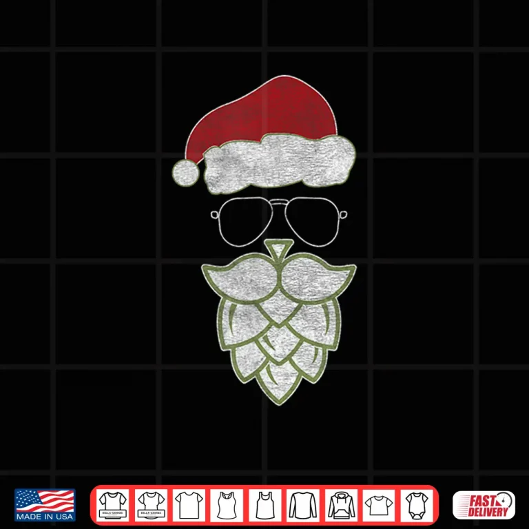 Design Festive Christmas Santa Claus Beer Hops Beard Cool Funny Shirt