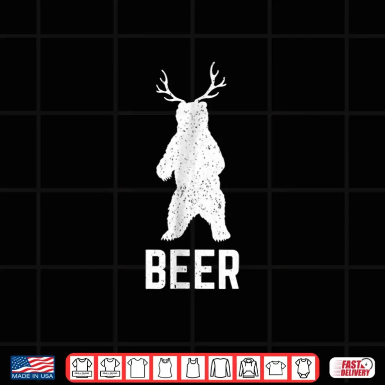 Design Funny Deer Antlers Bear Beer Shirt Cool Craft Beer Shirt