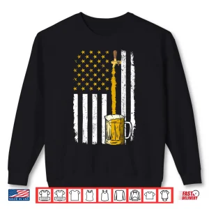 Pouring Beer American Flag Vintage 4Th Of July Craft Brewery Shirt