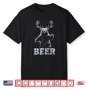 Vintage Bear Deer Hunter Funny Beer Drinker And Hunting Shirt