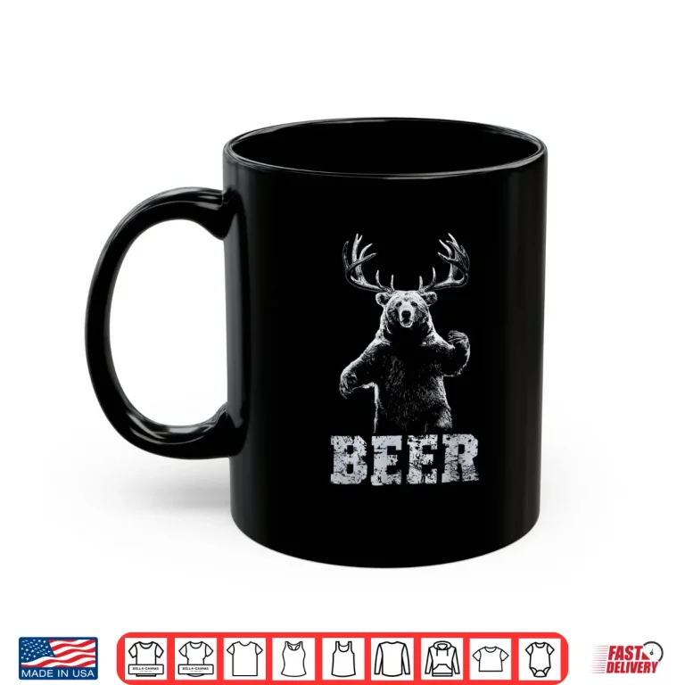 Mug Vintage Bear Deer Hunter Funny Beer Drinker and Hunting Shirt