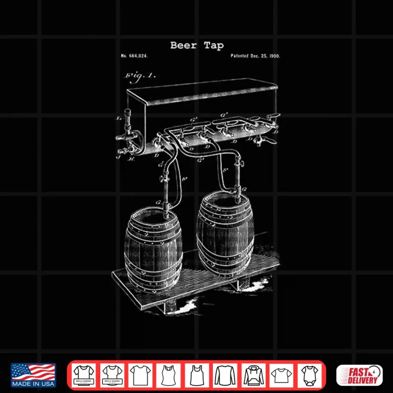 Design Vintage Beer Tap Blueprint Shirt Craft Brewing Brewery Tee