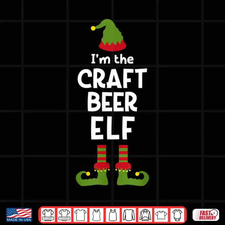 Design Im The Craft Beer Elf Funny Christmas Party Pajamas Brewing Shirt