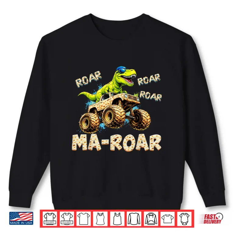 Sweatshirt Passover Maror Ma Roar Dinosaur Monster Trucks Pesach Kids Shirt