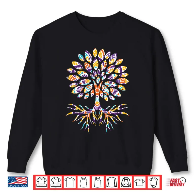 Sweatshirt Tree of Life Mandala Black Meditation Yoga Gift Shirt