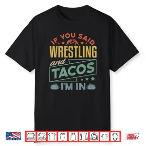Funny Wrestling And Tacos Shirt Wrestle Retro Men Boys Kids Shirt