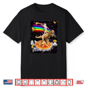 Galaxy Laser Cat On Dinosaur On Pizza With Tacos & Rainbow Shirt