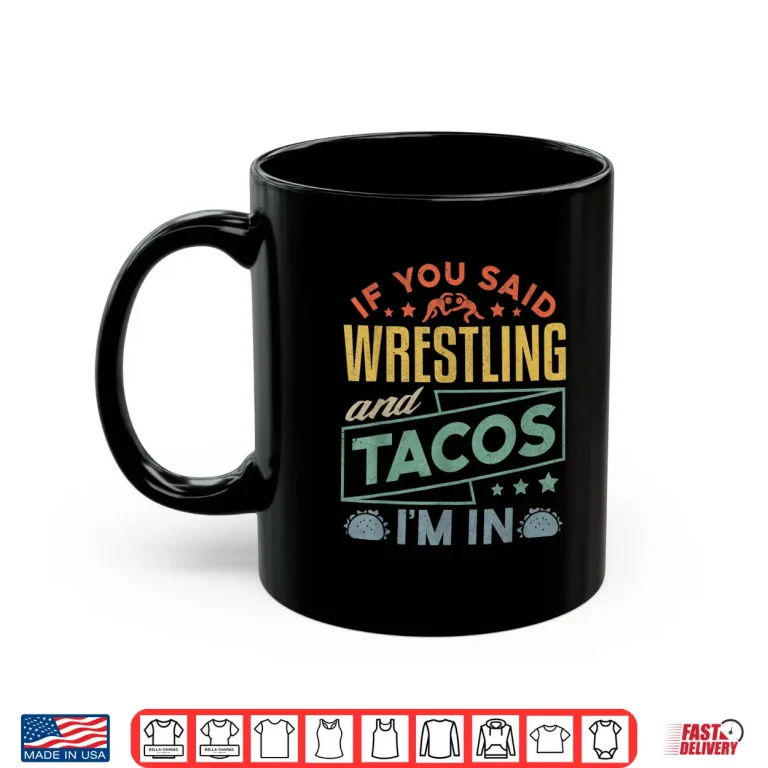 Mug Funny Wrestling and Tacos Shirt Wrestle Retro Men Boys Kids Shirt