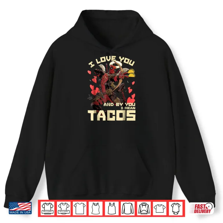 Hoodie Marvel Deadpool Cupid Love For Tacos Graphic Shirt