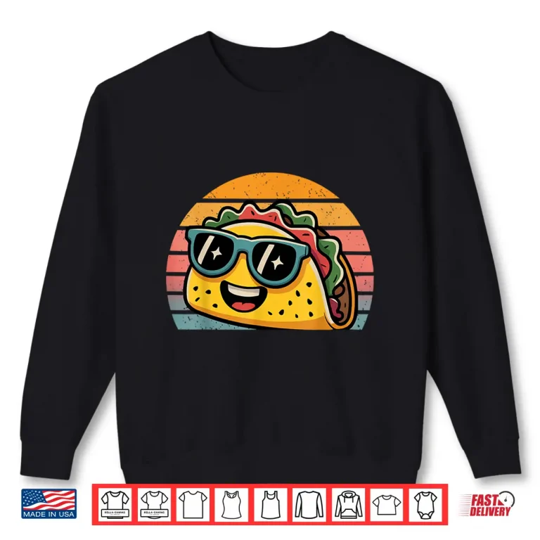 Sweatshirt Retro Sunset Tacos Costume for Food Lovers Funny Tacos Shirt