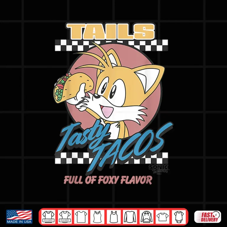 Design Sonic The Hedgehog Tails Tasty Tacos Foxy Flavor Vintage Shirt