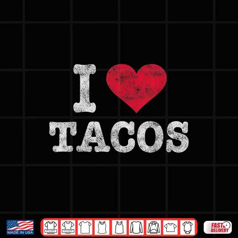 Design Trendy Vintage I Love Tacos Gift Shirt