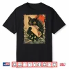 Funny Black Cat Eating Tacos Retro Japanese Anime Teens Kids Shirt