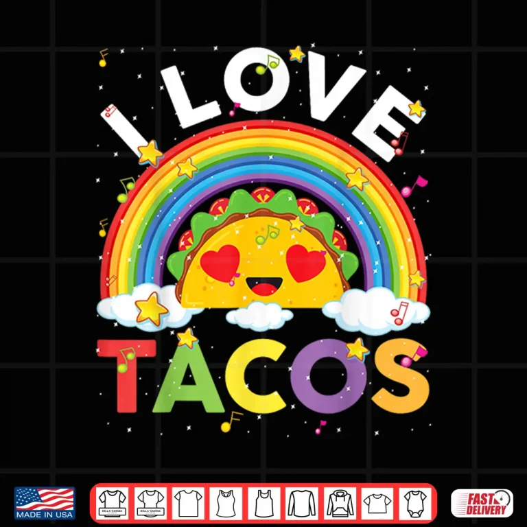 Design Taco Shirt I Love Tacos Cute Rainbow Kids Toddler Boys Girls Shirt