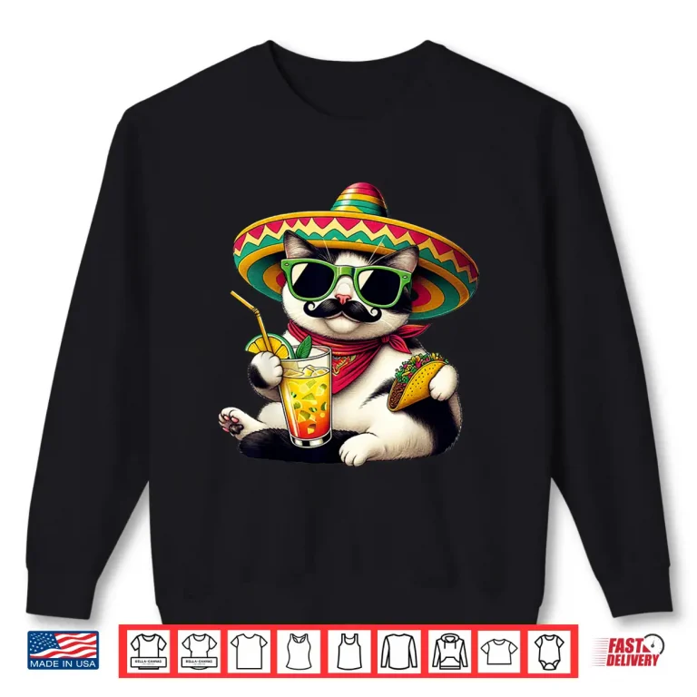Sweatshirt Funny Cinco De Mayo Cat Lovers Tacos Fiesta Humor Funny Meow Shirt