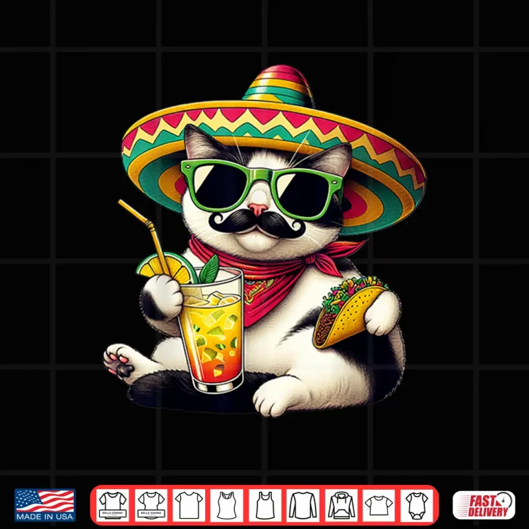 Design Funny Cinco De Mayo Cat Lovers Tacos Fiesta Humor Funny Meow Shirt