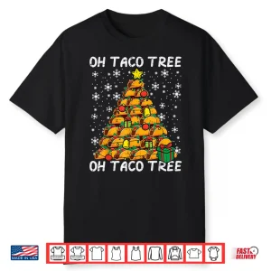 Tacos Christmas Tree Funny Xmas Foodie Mexican Men Women Kid Shirt