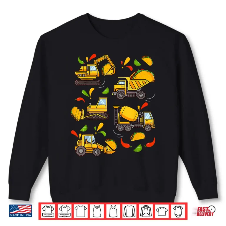Sweatshirt Cinco de Mayo Boys Kids Toddler Construction truck Tacos Shirt