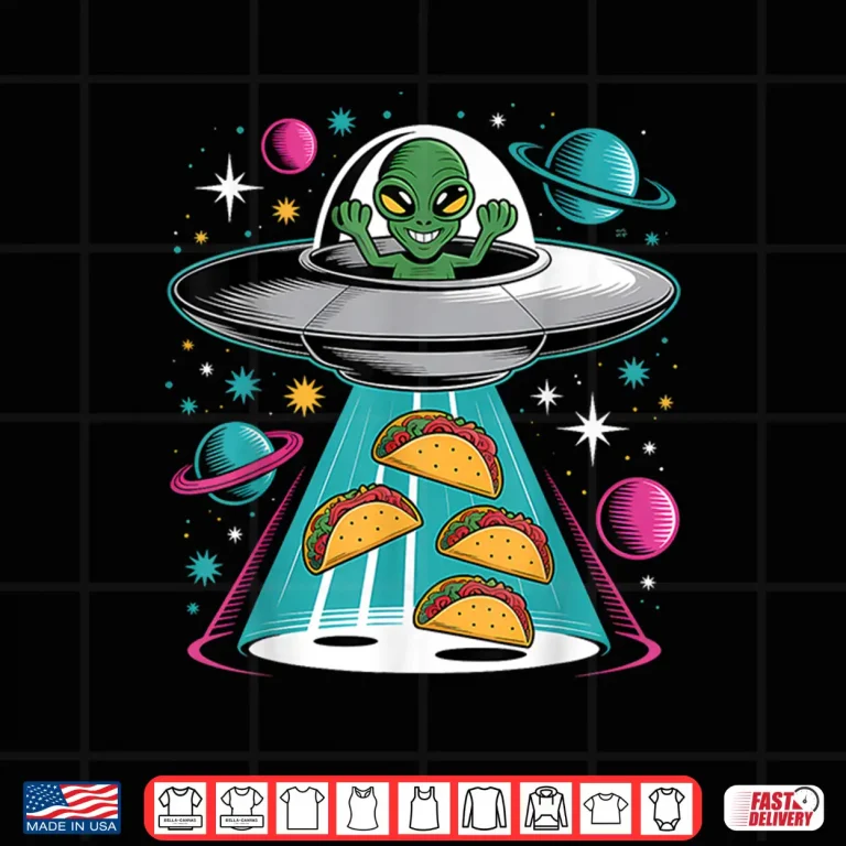 Design Funny Alien Ship Tacos Abduction UFO Extraterrestrial Shirt
