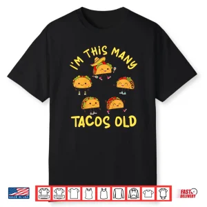 Kids 5 Years Old Girl Tacos Old 5Th Birthday Kids Shirt