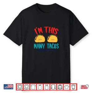 Kids I’M This Many Tacos Mexican Fiesta 2Nd Birthday Second Bday Shirt