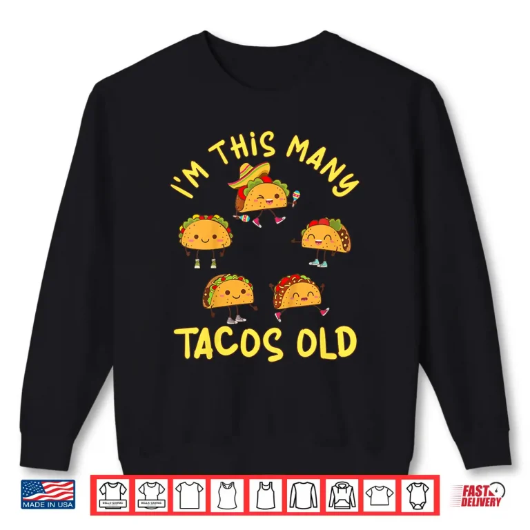 Sweatshirt Kids 5 Years Old Girl Tacos Old 5th Birthday Kids Shirt