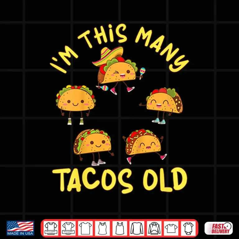 Design Kids 5 Years Old Girl Tacos Old 5th Birthday Kids Shirt