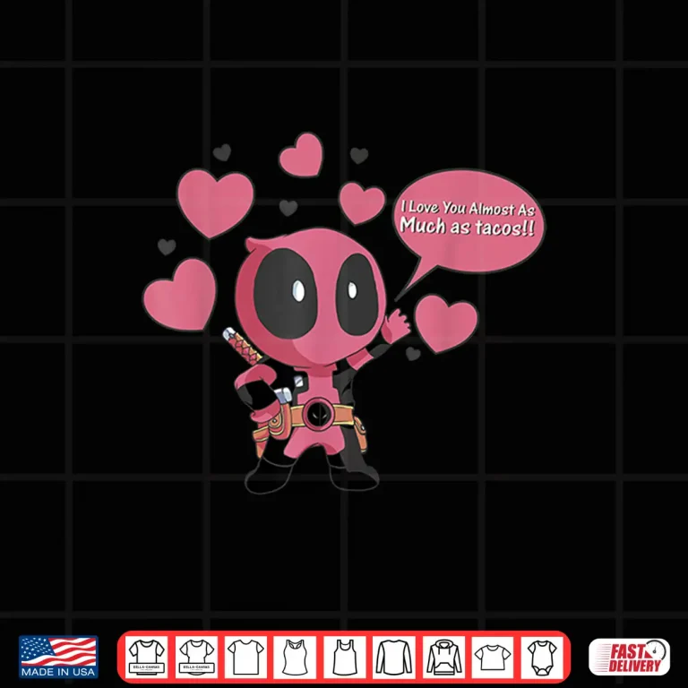 Design Marvel Comics Valentines Day Deadpool Kawaii Love You Tacos Shirt