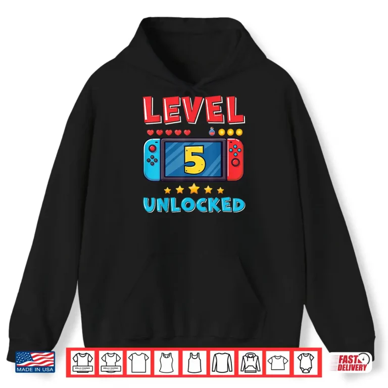 Hoodie 5 Year Old Bday Decorations Son Gamer Boy 5yr 5th Birthday Shirt
