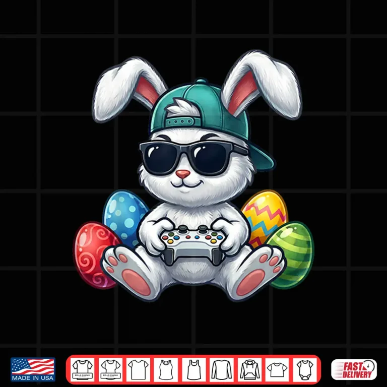 Design Funny Easter Bunny Gaming Video Game Gamer Easter Day Boys Shirt