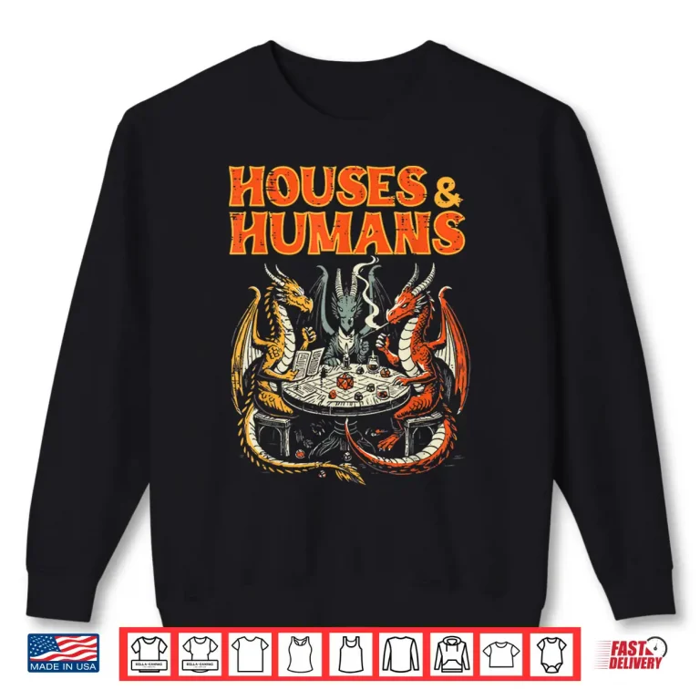 Sweatshirt Gaming Houses Humans Funny Rpg Parody Gamer Men Boys Kids Shirt