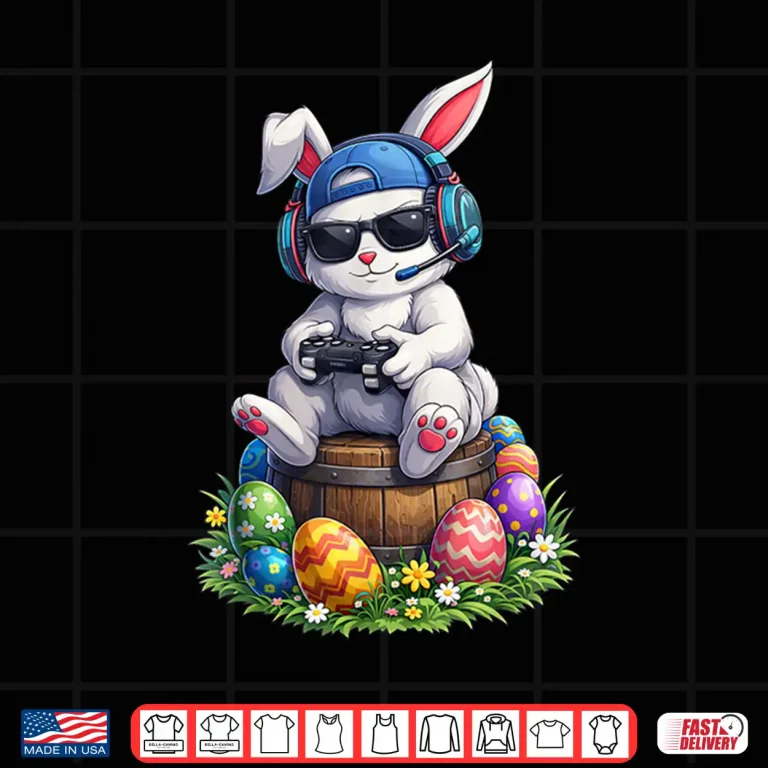 Design Happy Easter Day Shirts Bunny Egg Video Game Kids Mens Gamer Shirt
