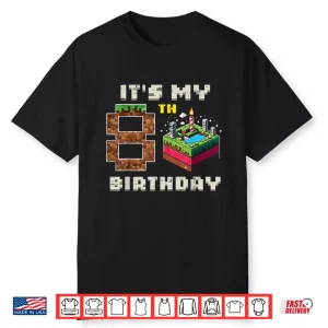 My 8Th Birthday Pixel Game 8 Cake Video Gamer Boys Kid Youth Shirt