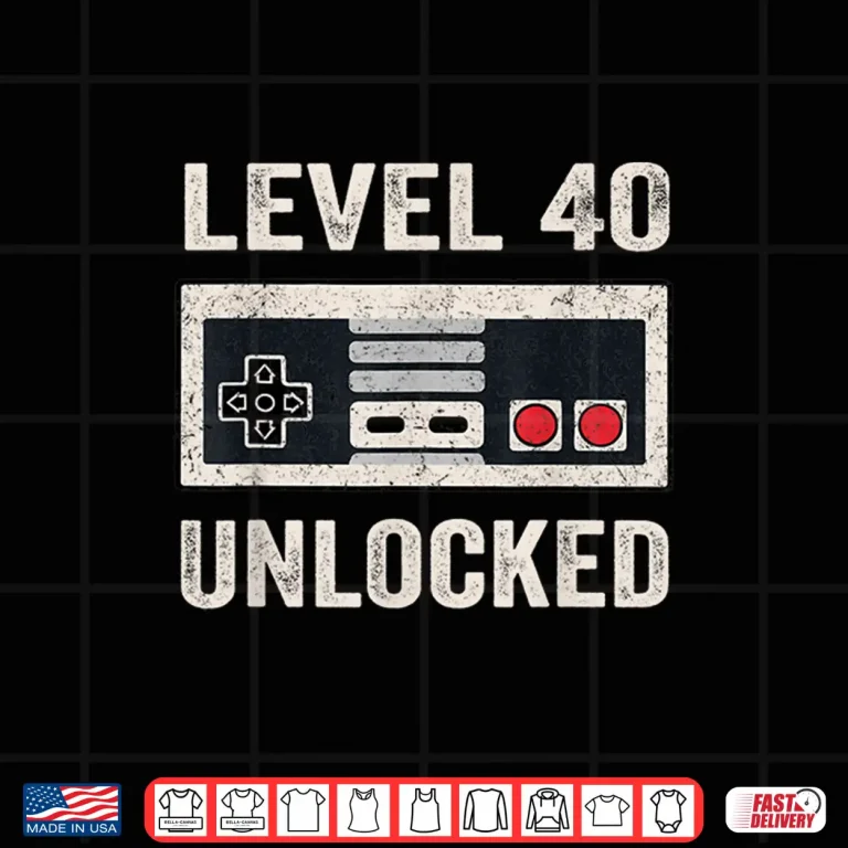 Design Level 40 Unlocked Shirt Video Gamer 40th Birthday Gift Tea Shirt