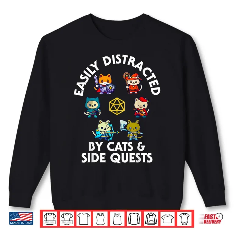 Sweatshirt RPG Gamer Cats D20 Dice Nerdy Geek Cat Men Women Kids Shirt