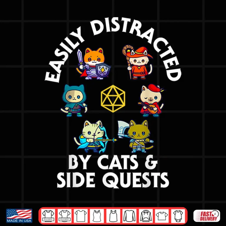 Design RPG Gamer Cats D20 Dice Nerdy Geek Cat Men Women Kids Shirt
