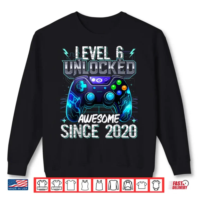 Sweatshirt 6th Birthday Boy Level 6 Gamer 6 Year Video Game Party Shirt