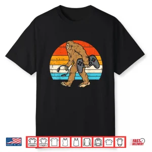 Bigfoot Sasquatch Gamer Retro Gaming Men Boys Kids Teens Shirt