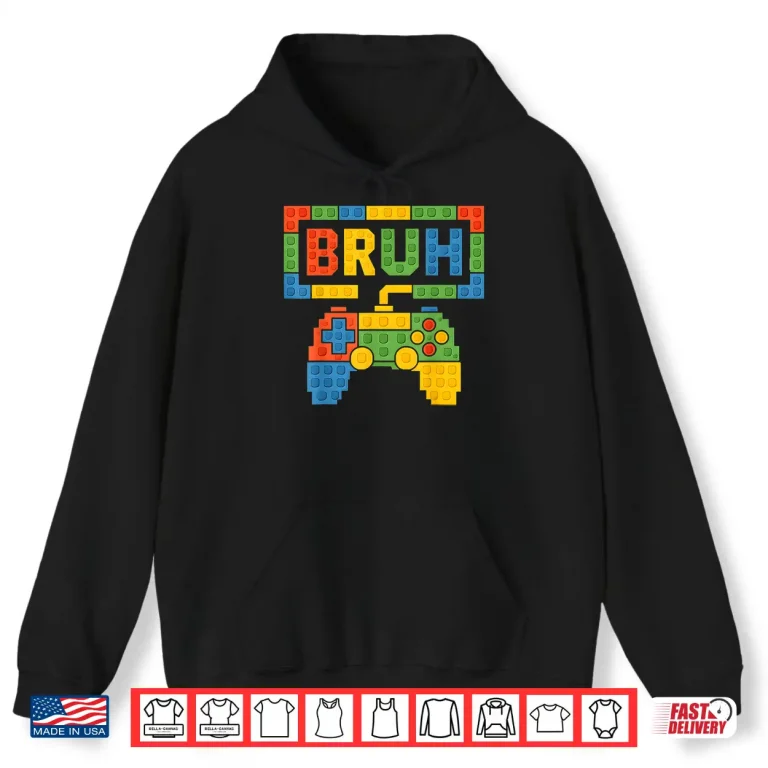 Hoodie Building Blocks Bruh Boys Kids Birthday Brick Builder Gamer Shirt