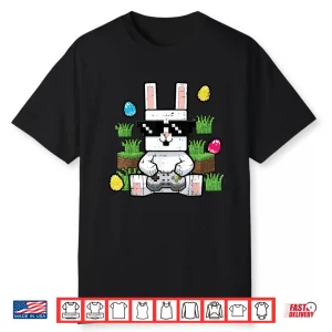 Easter Bunny Pixel Gaming Rabbit Gamer Boys Kids Youth Men Shirt