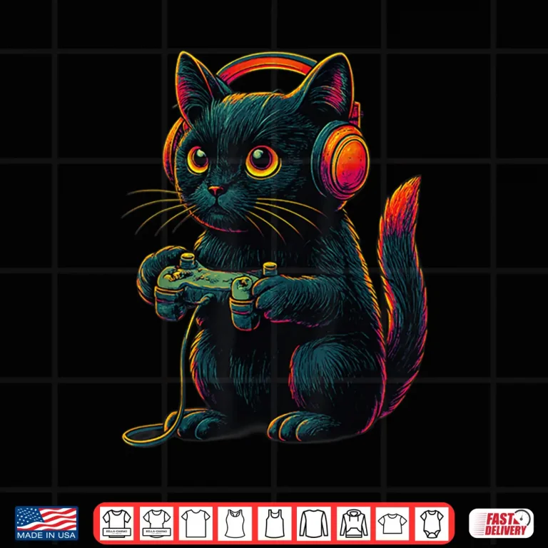 Design Gamer Cat Video Games Boys Teen Men Girls Funny Gifts Gaming Shirt