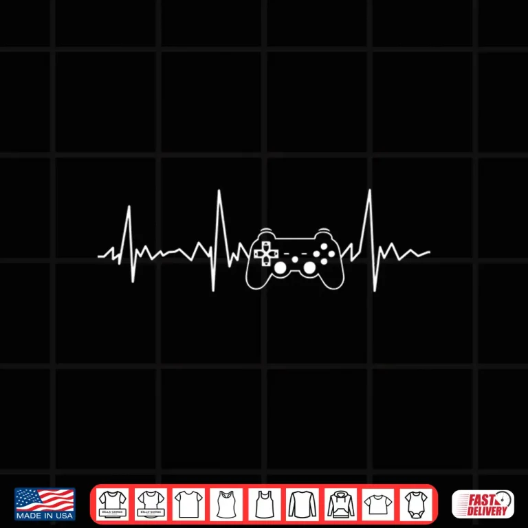 Design Gamer Heartbeat Shirt Funny Video Game Gift Boys Men Gamer Shirt