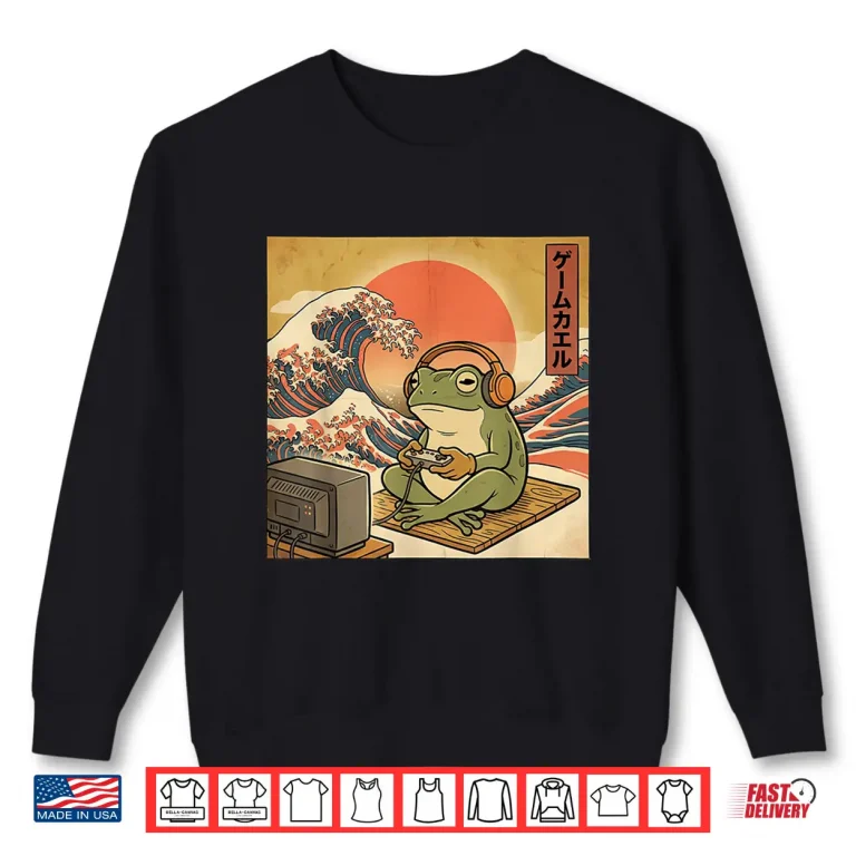 Sweatshirt Gaming Frog Art Ukiyo e Japanese Gamer Anime Men Women Boys Shirt