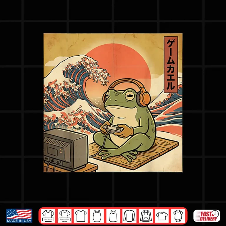 Design Gaming Frog Art Ukiyo e Japanese Gamer Anime Men Women Boys Shirt